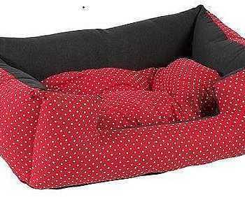 מיטה לכלב אדום מנוקד כותנה